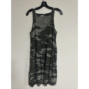 Splendid Camo Tiered Tank Dress Small Gray Charcoal Camouflage